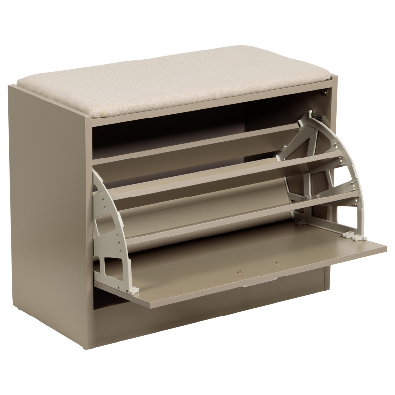 Panca Porta Scarpe Tortora con Cuscino Beige 80x30x45 cm