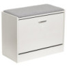 Panca Porta Scarpe Bianco Legno con Cuscino Grigio 80x30x45 cm