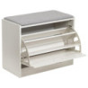 Panca Porta Scarpe Bianco Legno con Cuscino Grigio 80x30x45 cm