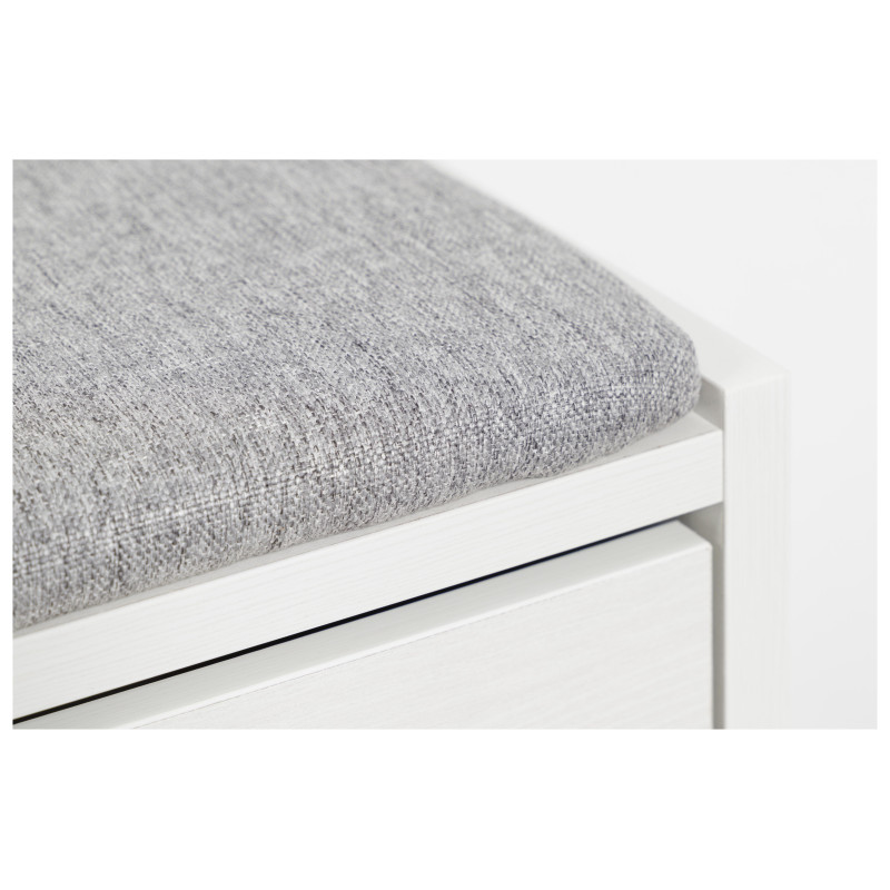 Panca Porta Scarpe Bianco Legno con Cuscino Grigio 80x30x45 cm