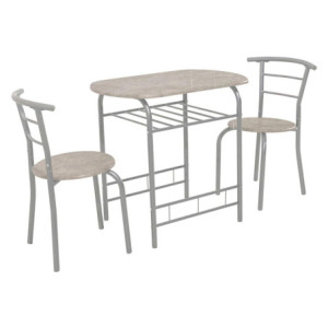 Set Tavolo e 2 Sedie Brema Grigio Pietra e Silver