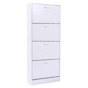 Scarpiera 4 Ante Rivestita In Melamina Bianco Legno