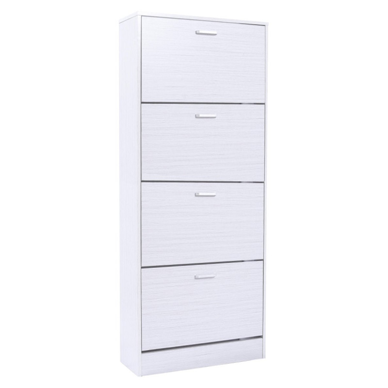 Scarpiera 4 Ante Rivestita In Melamina Bianco Legno