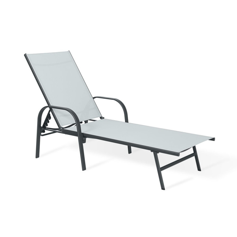 Lettino Acciaio Grigio 195x69x94 cm Giardino Design Moderno