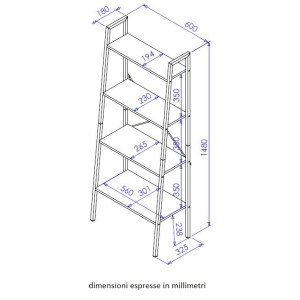 Zoom Libreria 4 Ripiani Hamilton 60x32,5x148cm