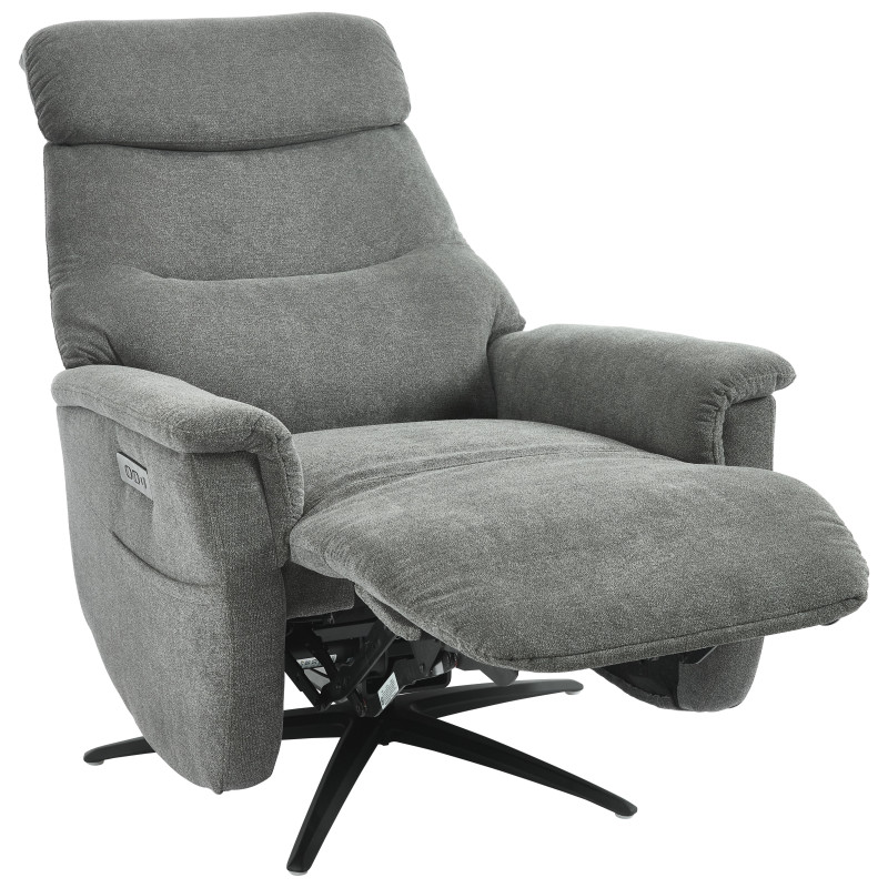 Poltrona Relax Jacquelin Tessuto Grigio Scuro Gambe Nere Design