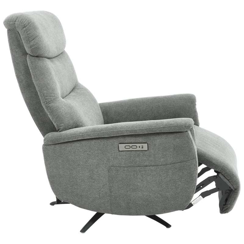 Poltrona Relax Jacquelin Tessuto Grigio Scuro Gambe Nere Design