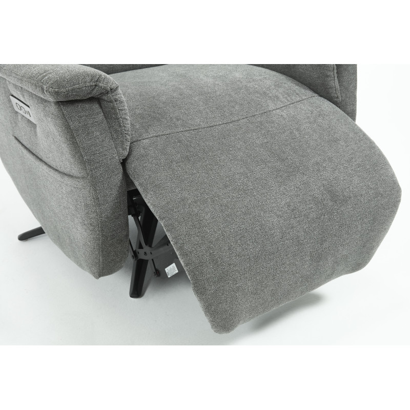 Poltrona Relax Jacquelin Tessuto Grigio Scuro Gambe Nere Design