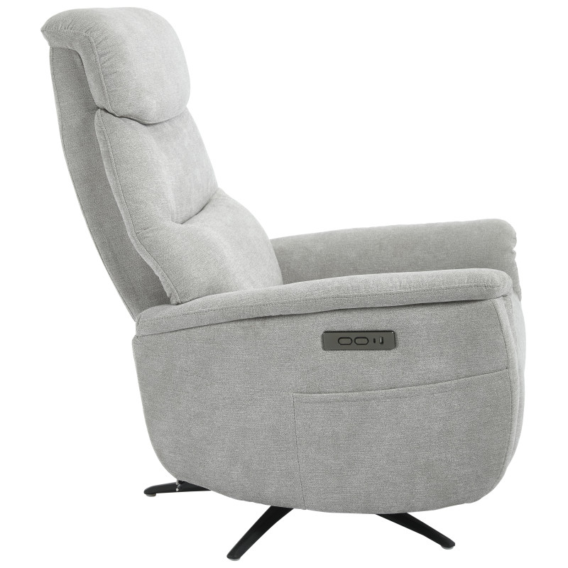 Poltrona Relax Jacquelin Tessuto Sabbia Gambe Nere Design Moderno