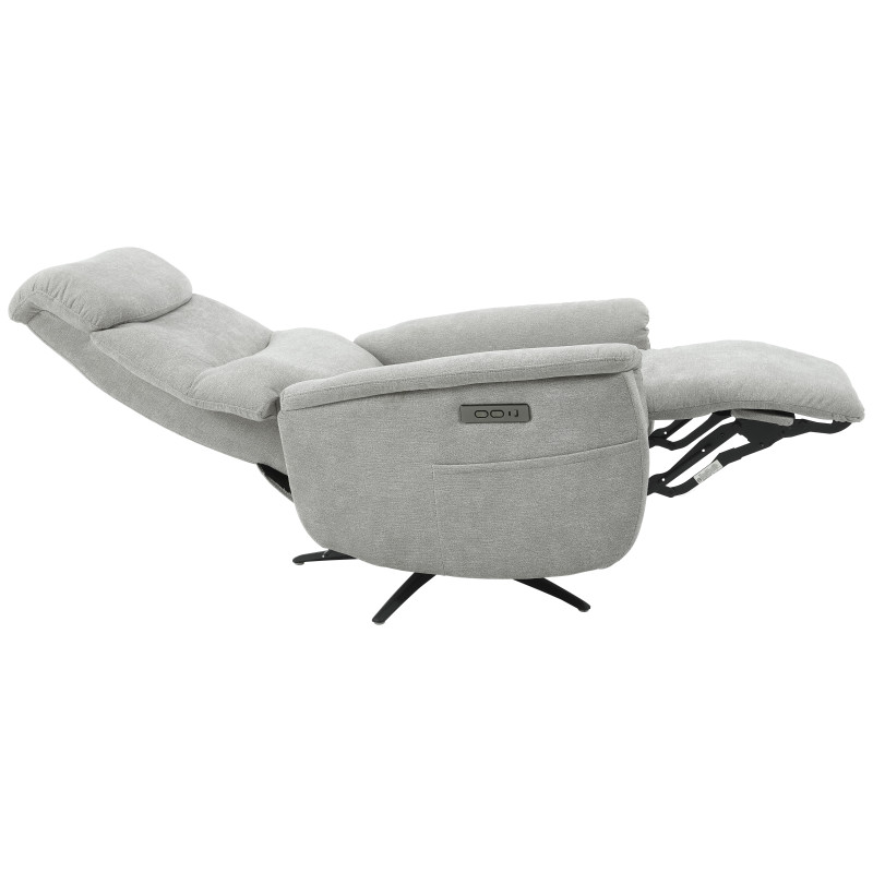 Poltrona Relax Jacquelin Tessuto Sabbia Gambe Nere Design Moderno