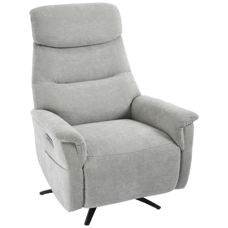 Poltrona Relax Jacquelin Tessuto Sabbia Gambe Nere Design Moderno