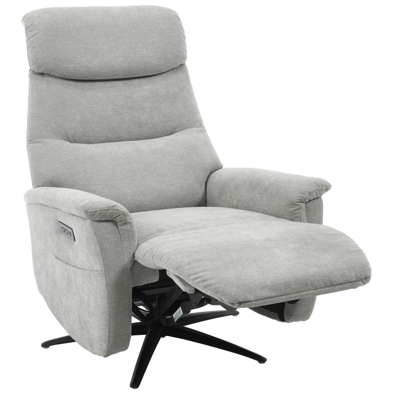 Poltrona Relax Jacquelin Tessuto Sabbia Gambe Nere Design Moderno