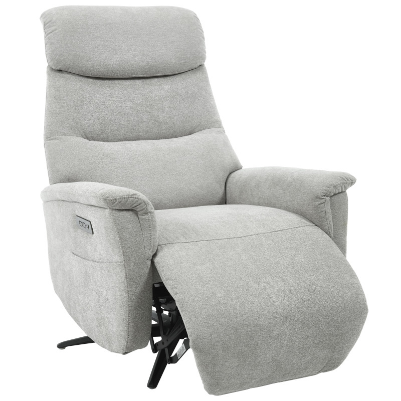 Poltrona Relax Jacquelin Tessuto Sabbia Gambe Nere Design Moderno