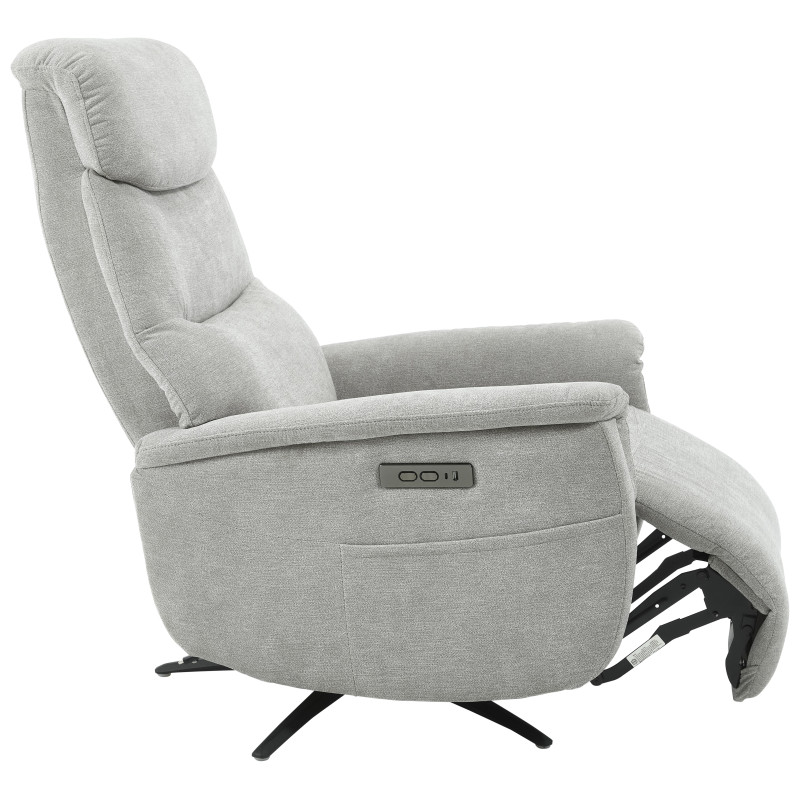Poltrona Relax Jacquelin Tessuto Sabbia Gambe Nere Design Moderno