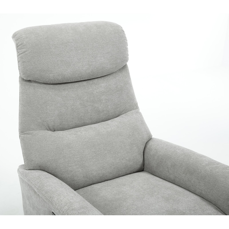 Poltrona Relax Jacquelin Tessuto Sabbia Gambe Nere Design Moderno