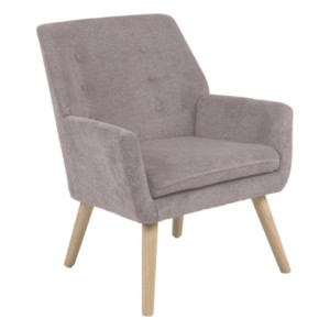 Poltrona Michelle In Tessuto Tortora Gambe Legno Naturale