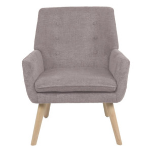 Zoom Poltrona Michelle In Tessuto Tortora Gambe Legno Naturale