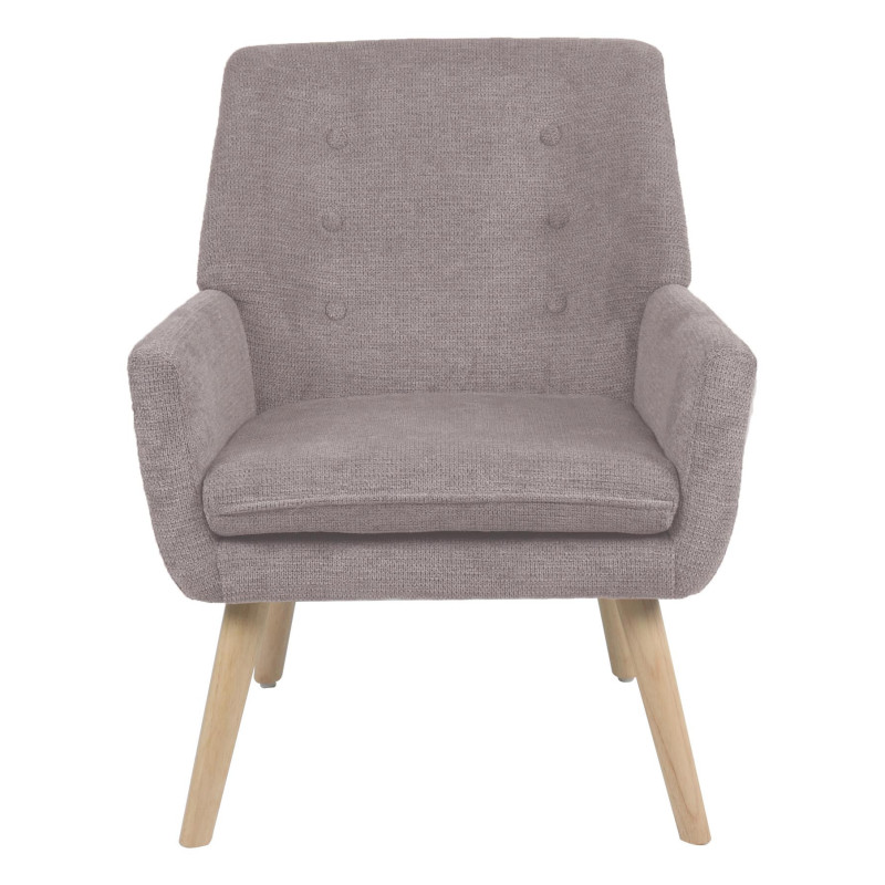 Poltrona Michelle Tessuto Tortora Gambe Legno Naturale Design