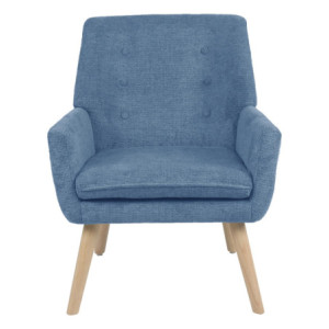 Zoom Poltrona Michelle In Tessuto Blu Gambe Legno Naturale