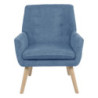 Poltrona Michelle Tessuto Blu Gambe Legno Naturale Design