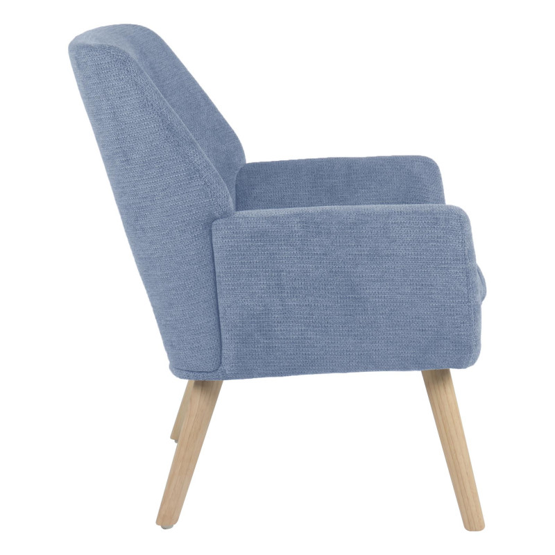 Poltrona Michelle Tessuto Blu Gambe Legno Naturale Design