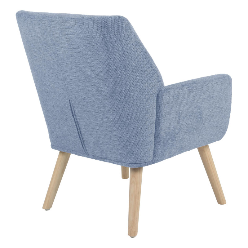 Poltrona Michelle Tessuto Blu Gambe Legno Naturale Design