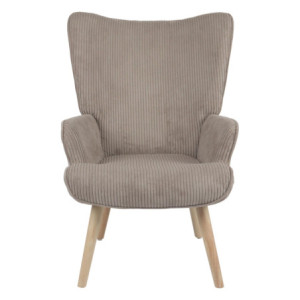 Zoom Poltrona Hilary In Tessuto Tortora Chiaro Gambe Legno Naturale