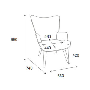 Zoom Poltrona Hilary In Tessuto Grigio Gambe Legno Naturale