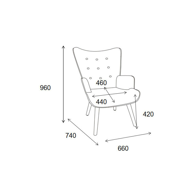 Poltrona Rijeka Verde 75x68x96 cm Gambe Legno Naturale