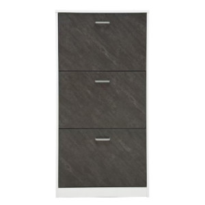 Scarpiera 3 Ante Struttura Bianca + Ante Marrone Effetto Pietra