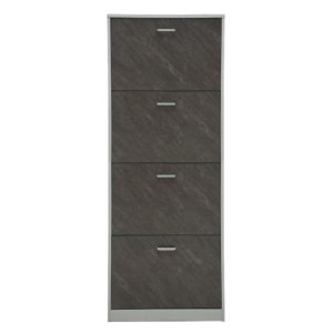 Scarpiera 4 Ante Struttura Bianca + Ante Marrone Effetto Pietra