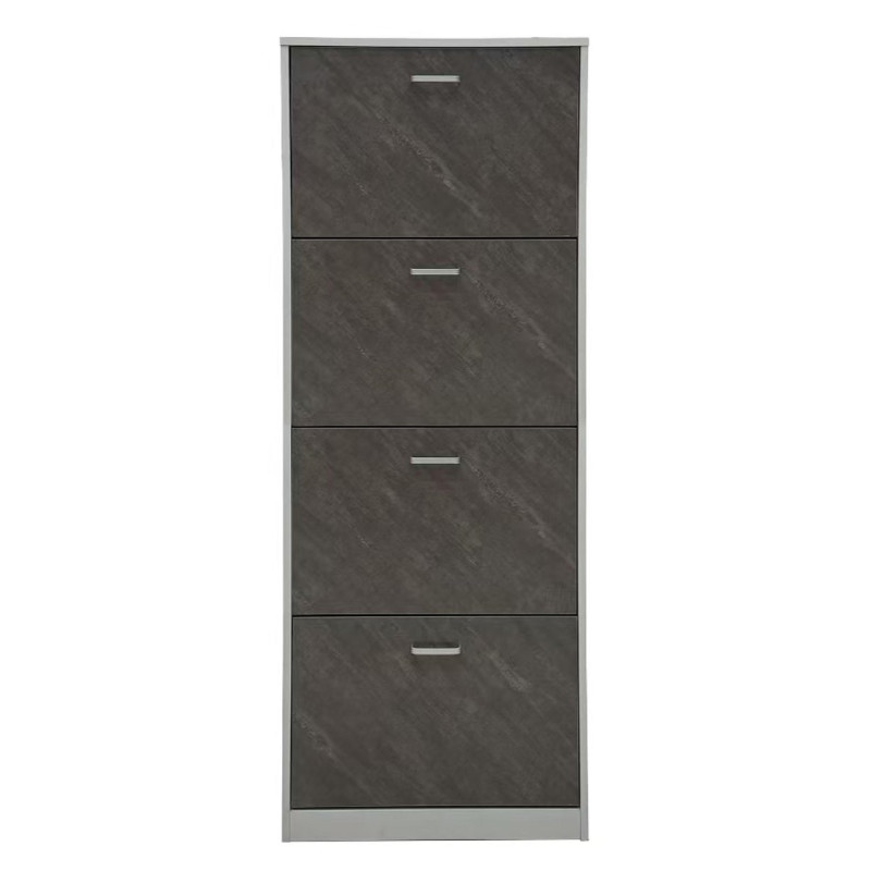 Scarpiera 4 Ante Struttura Bianca + Ante Marrone Effetto Pietra