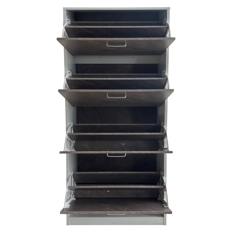 Scarpiera 4 Ante Struttura Bianca + Ante Marrone Effetto Pietra