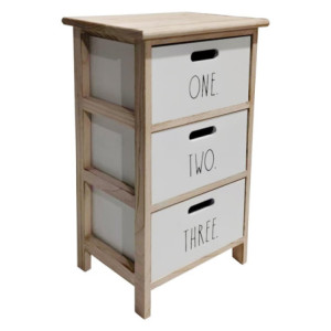 Cassettiera Write 3 Cassortiti 34x25x62 Frontale Bianco Con Stampa