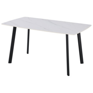 Tavolo Quincy Dimensione 150x85x75 Top In Ceramica Amica Bianco Marmo Lucido