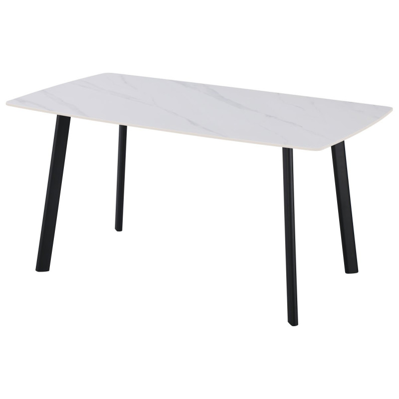 Tavolo Quincy Dimensione 150x85x75 Top In Ceramica Amica Bianco Marmo Lucido