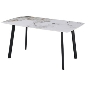 Tavolo Quincy Dimensione 150x85x75 Top In Ceramica Amica Marrone Marmo Lucido