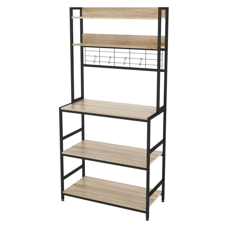 Banco Cucina 84x40x170 cm 3 Ripiani e 2 Mensole Salvaspazio