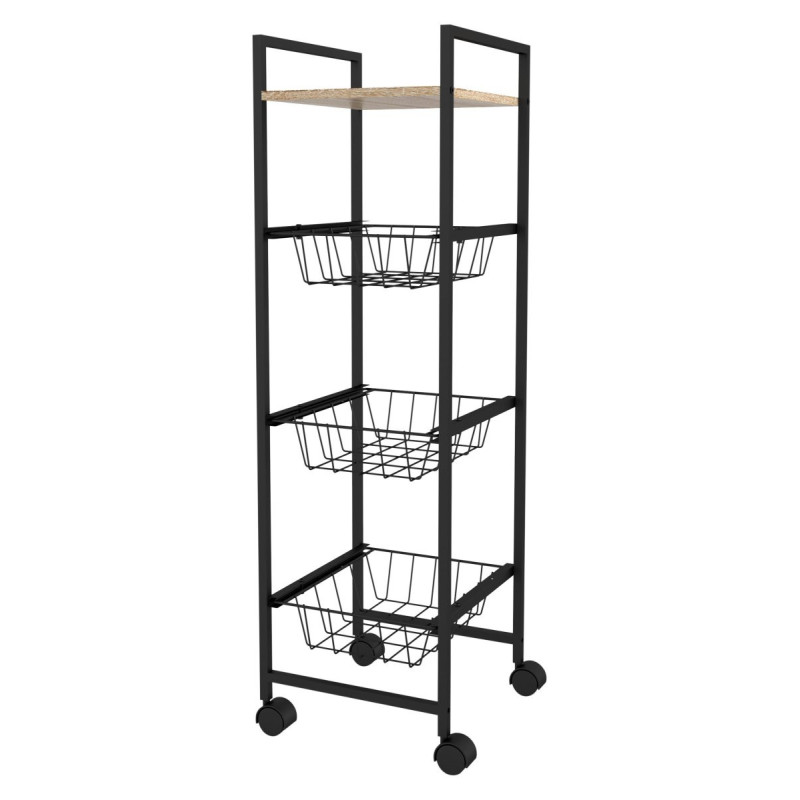 Carrello Cucina 3 Cesti 29x30x95 cm Salvaspazio Pratico