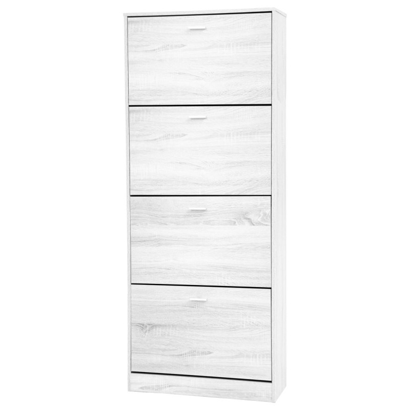 Scarpiera Slim 4 Ante 60x17x153 cm Bianco Legno Salvaspazio