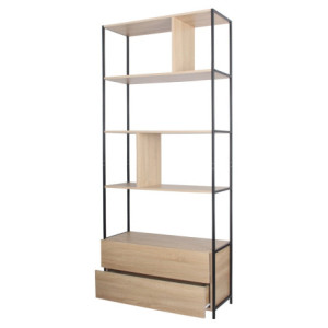 Libreria Chelsea 3 Mensole E Due Cassetti 84x32x189,5cm