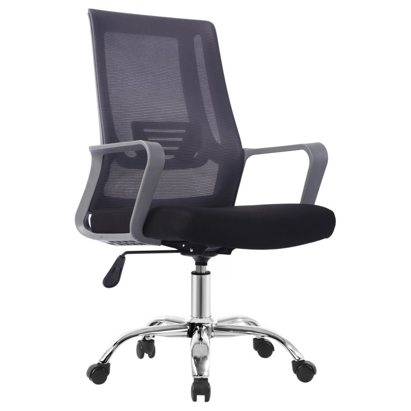 Poltrona Ufficio Preston Nera e Grigia 57,5x59,5x98-108 cm Ergonomica