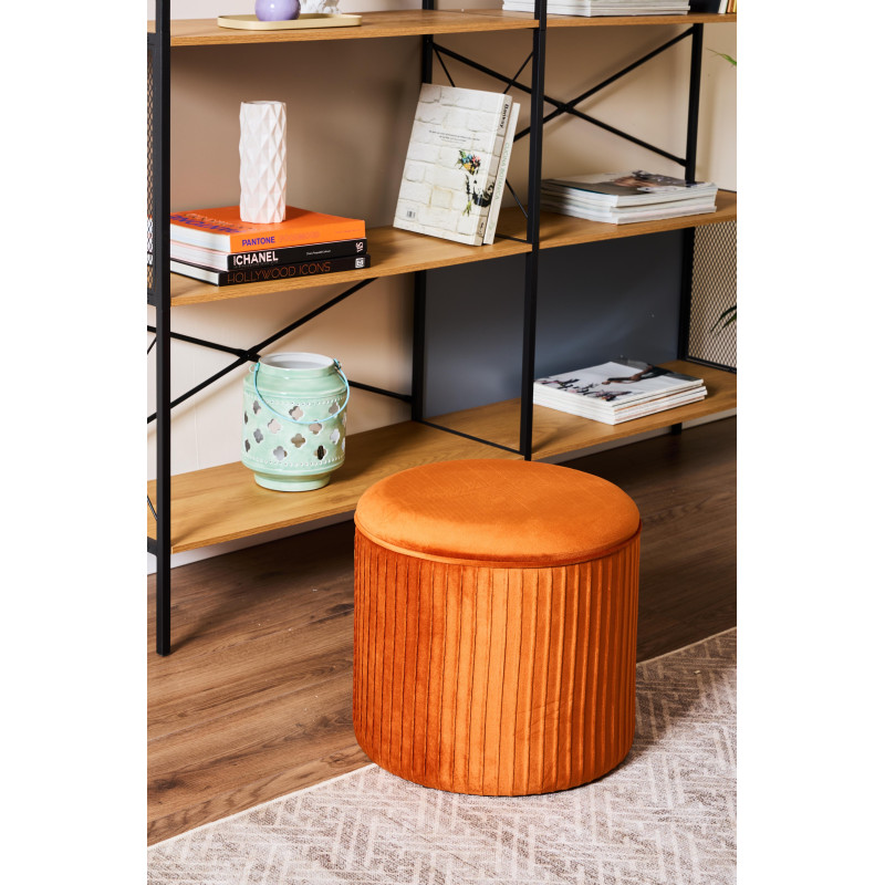 Pouf Contenitore Leon Mattone 38x38x35 cm Pratico e Moderno