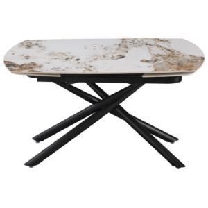 Tavolo Ryder 140(200)x90x76cm Top Ceramica Amica Marrone Marmorizzato Lucido