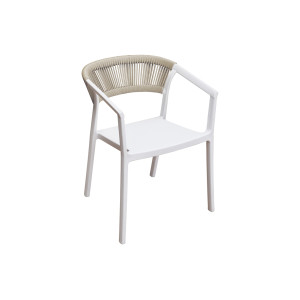 Sedia Lione Polipropilene Bianco E Corda Per Esterni Beige Moia