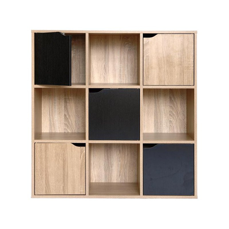 Libreria 5 Ante 4 Vani Miracle Naturale e Nero Moderna Capiente