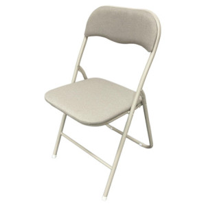 Set di 6 Sedie Pieghevoli Syria in Tessuto Poliestere Beige Pratica e Moderna