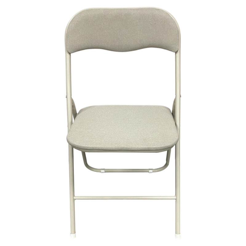 Set di 6 Sedie Pieghevoli Syria in Tessuto Poliestere Beige Pratica e Moderna