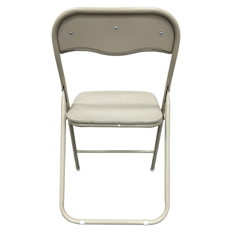 Set di 6 Sedie Pieghevoli Syria in Tessuto Poliestere Beige Pratica e Moderna