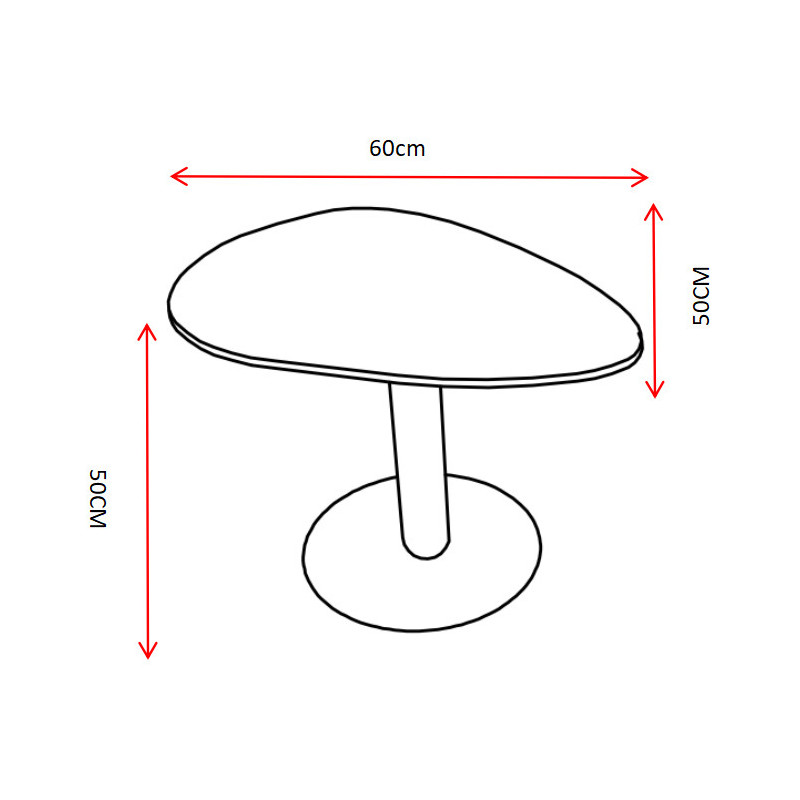 Tavolino Drop 60x50x50 cm Bianco Marmorizzato e Nero Moderno